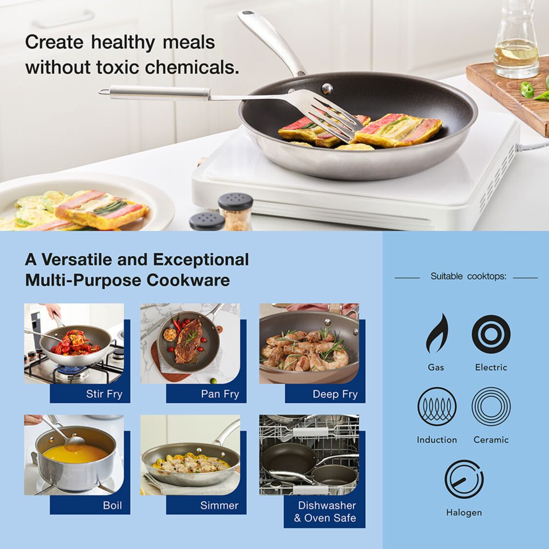[Metro Exclusive] Corelle DuraNano Triply Casserole 24cm With Lid - Metro Singapore Departmental Store - Celebrating 69 Years in SG