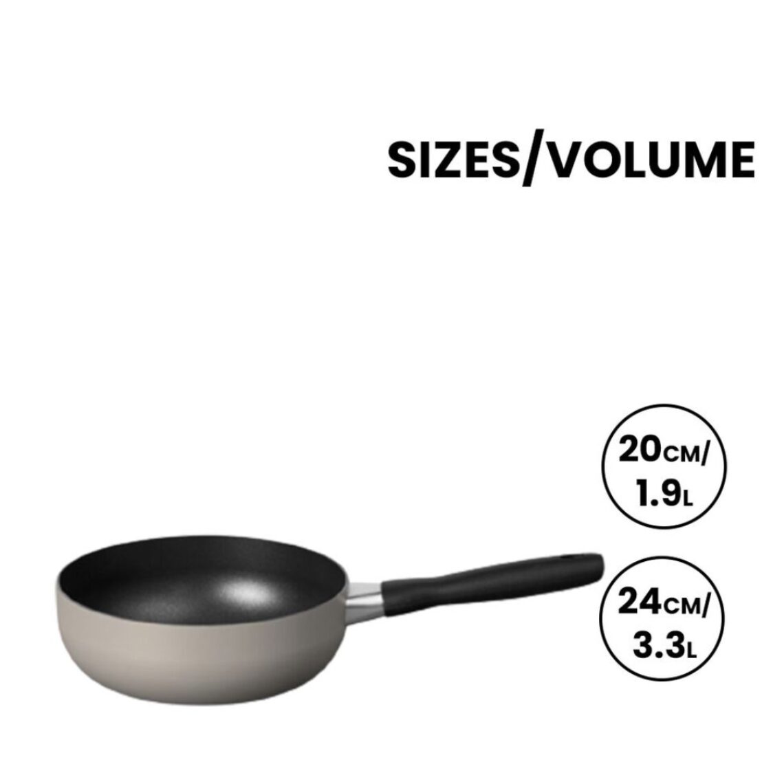 Meyer Bauhaus Nonstick 20cm | 1.9L Warm Grey Open Saucier 13765 - Metro Singapore Departmental Store - Celebrating 69 Years in SG