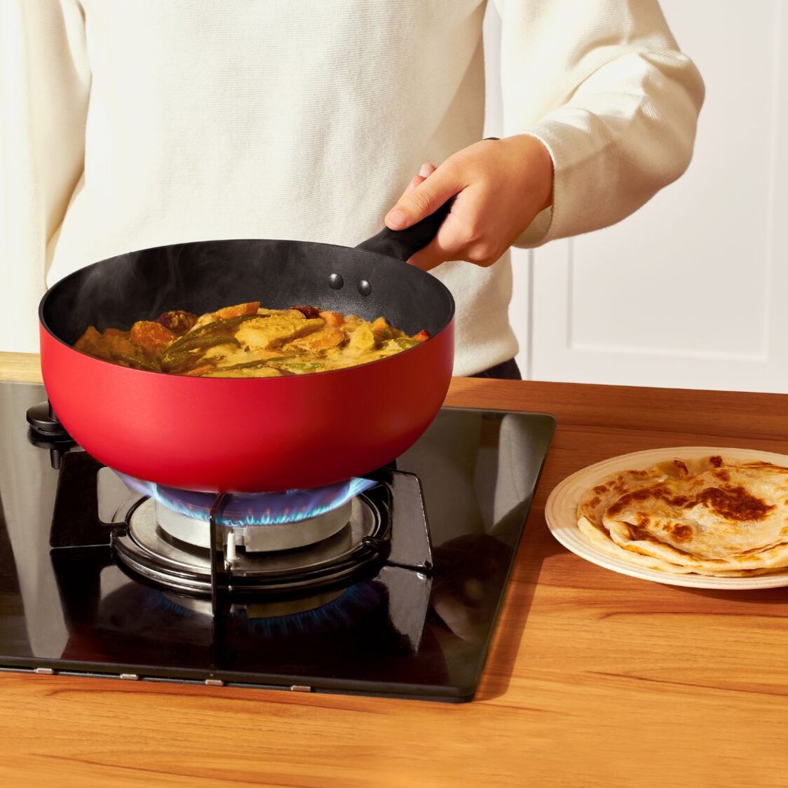 Meyer Bauhaus Nonstick 22cm | 2.1L Roma Red Open Chef's Pan (Induction) 14203 - Metro Singapore Departmental Store - Celebrating 69 Years in SG