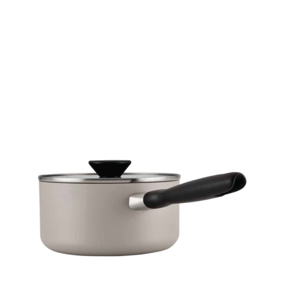 Meyer Bauhaus Nonstick Saucepan with Glass Lid - Warm Grey - Metro Singapore Departmental Store - Celebrating 69 Years in SG