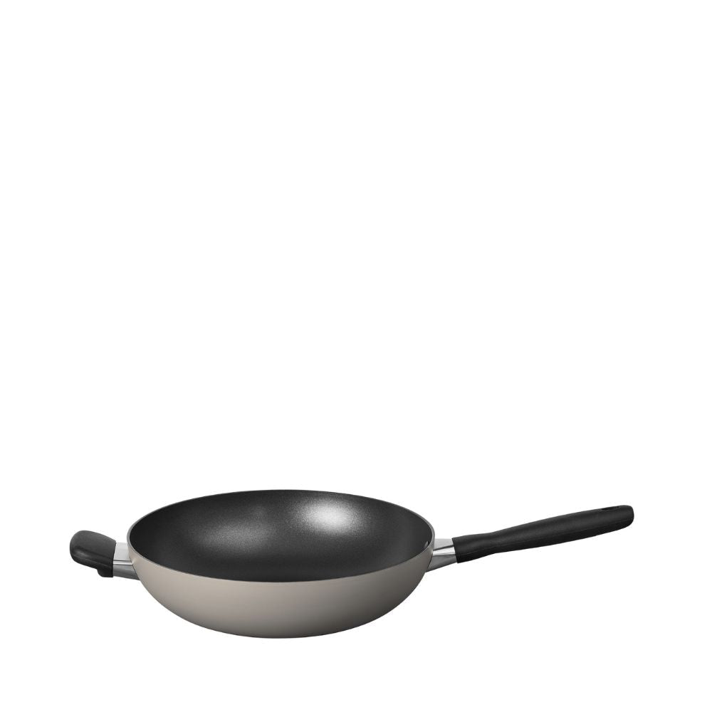 Meyer Bauhaus Nonstick Stirfry with Helper Handle - Warm Grey - Metro Singapore Departmental Store - Celebrating 69 Years in SG