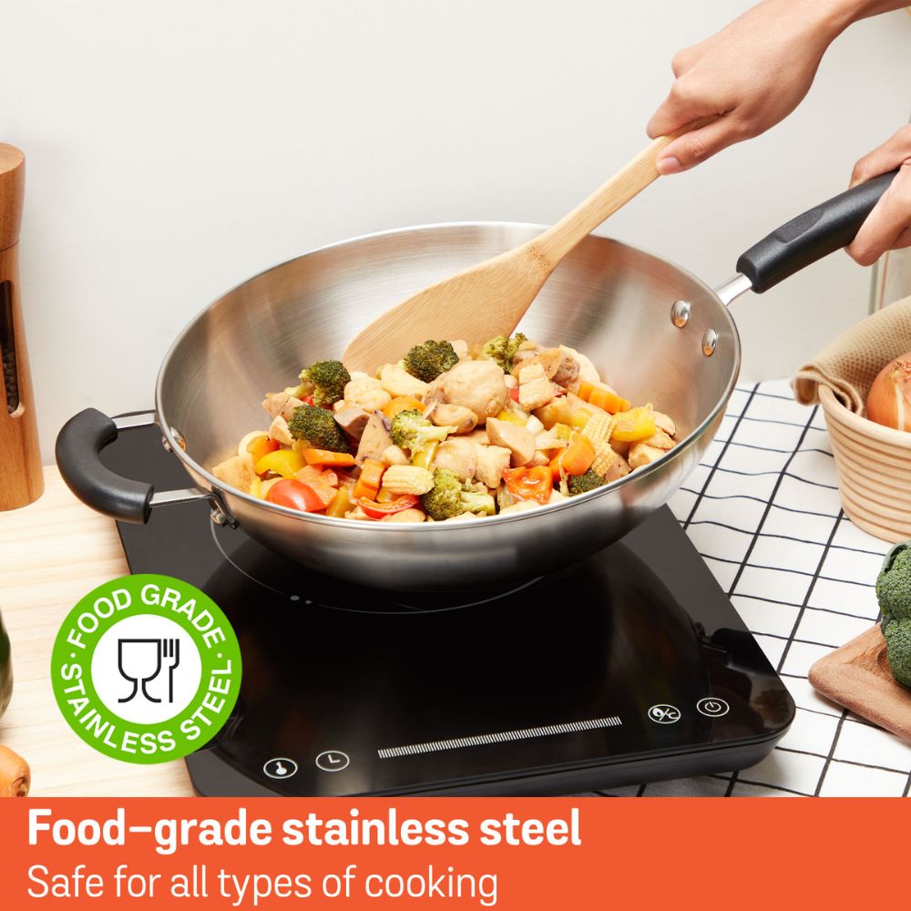 Meyer Centennial Stainless Steel Stirfry with Glass Lid and Helper Handle - Metro Singapore Departmental Store - Celebrating 69 Years in SG