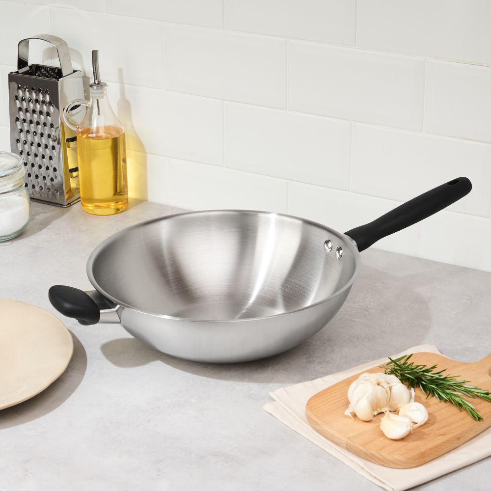 Meyer Luna Stainless Steel 30cm Stirfry with Helper Handle 71806 - Metro Singapore Departmental Store - Celebrating 69 Years in SG