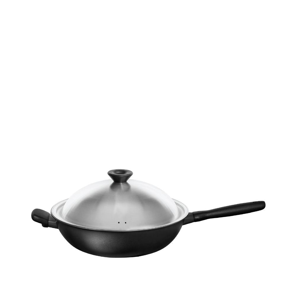 Meyer Midnight Nonstick 32cm Stirfry with Lid and Helper Handle 85083 - Metro Singapore Departmental Store - Celebrating 69 Years in SG