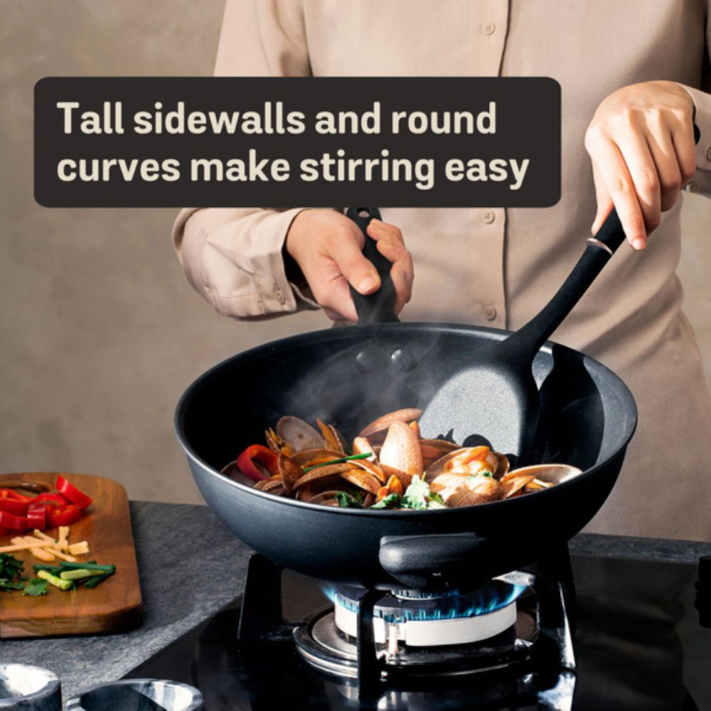 Meyer Midnight Nonstick 32cm Stirfry with Lid and Helper Handle 85083 - Metro Singapore Departmental Store - Celebrating 69 Years in SG