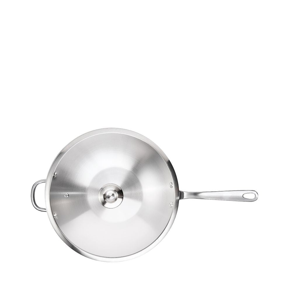 Meyer White Steel Stainless Steel 32cm Stirfry with Glass Lid and Helper Handle 71508 - Metro Singapore Departmental Store - Celebrating 69 Years in SG