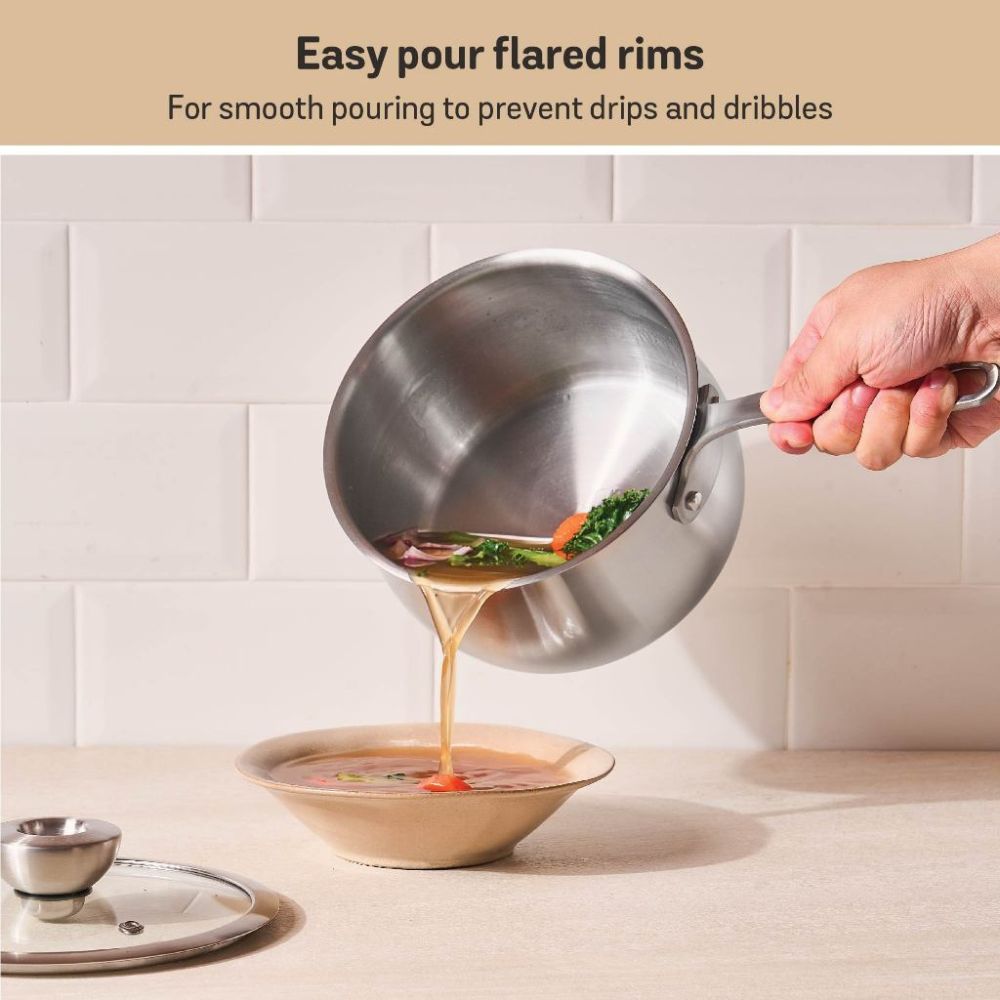 Meyer White Steel Stainless Steel Saucepan with Glass Lid - Metro Singapore Departmental Store - Celebrating 69 Years in SG