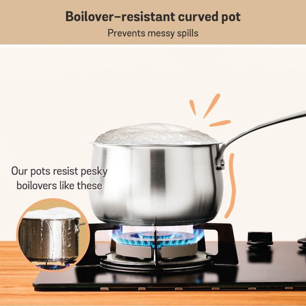 Meyer White Steel Stainless Steel Saucepan with Glass Lid - Metro Singapore Departmental Store - Celebrating 69 Years in SG