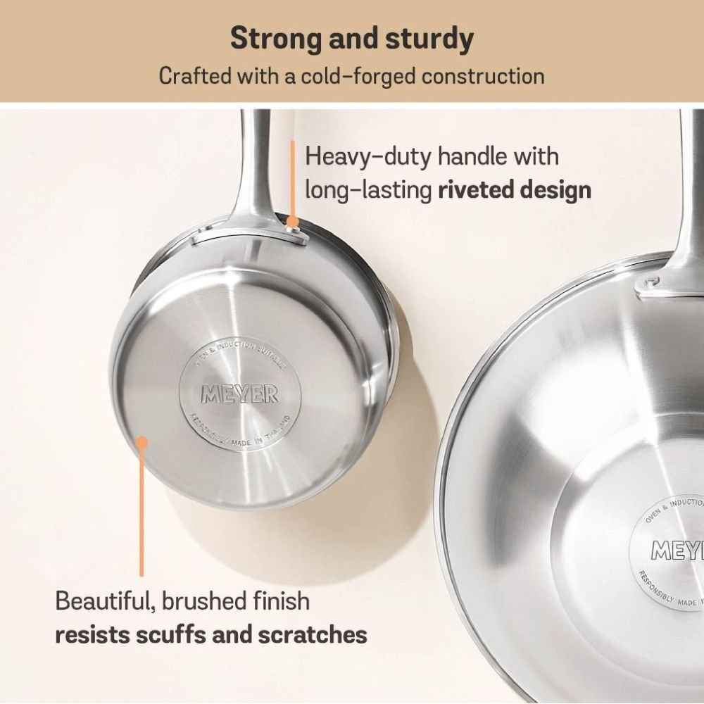 Meyer White Steel Stainless Steel Saucepan with Glass Lid - Metro Singapore Departmental Store - Celebrating 69 Years in SG