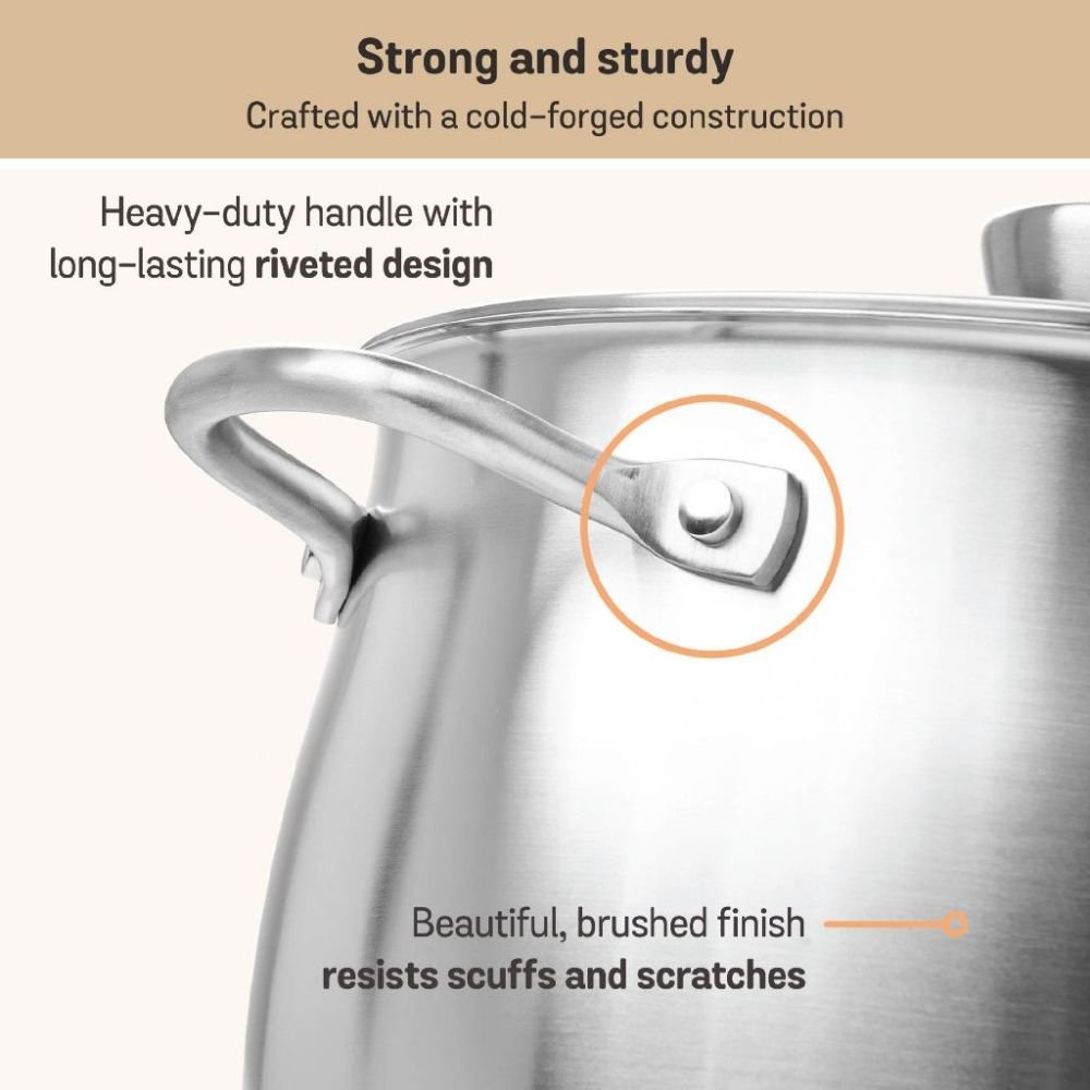 Meyer White Steel Stainless Steel Stockpot with Glass Lid - Metro Singapore Departmental Store - Celebrating 69 Years in SG