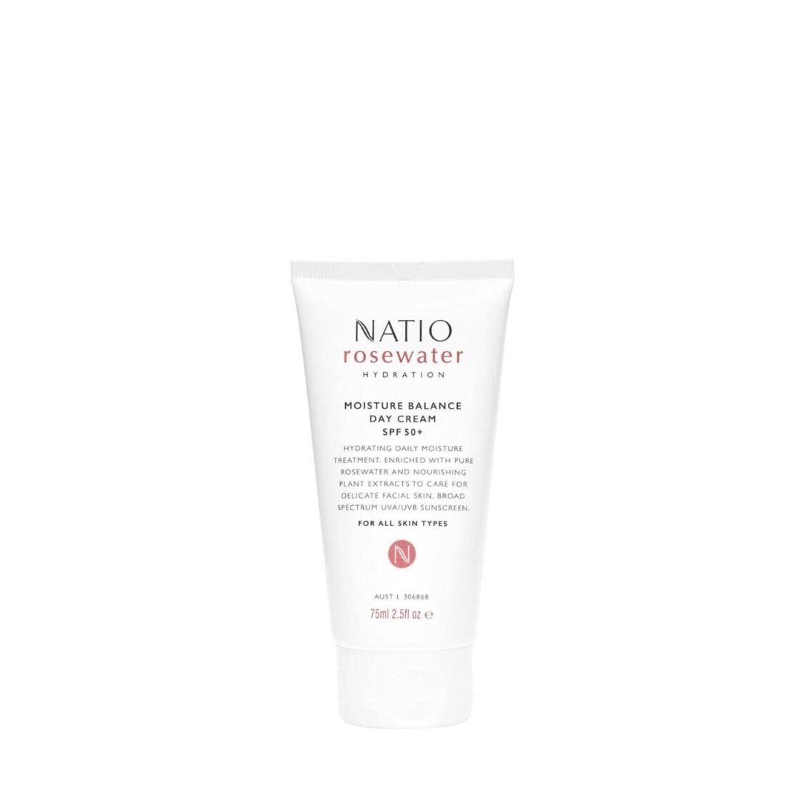 Natio Rosewater Hydration Moisture Balance Day Cream SPF 50+ 90ml - Metro Singapore Departmental Store - Celebrating 69 Years in SG