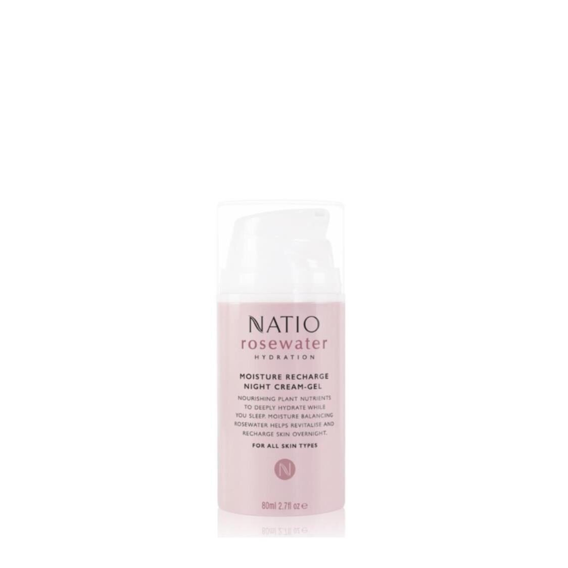 Natio Rosewater Hydration Moisture Recharge Night Cream - Gel 80ml - Metro Singapore Departmental Store - Celebrating 69 Years in SG