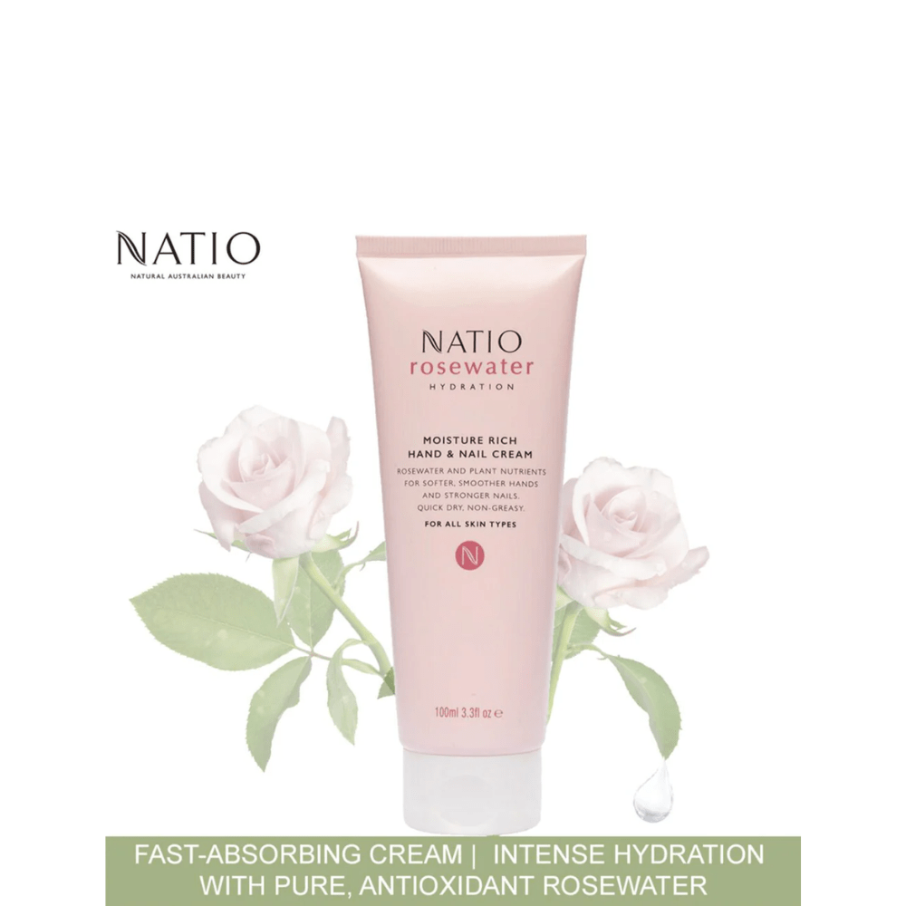 Natio Rosewater Hydration Moisture Rich Hand & Nail Cream 100ml - Metro Singapore Departmental Store - Celebrating 69 Years in SG