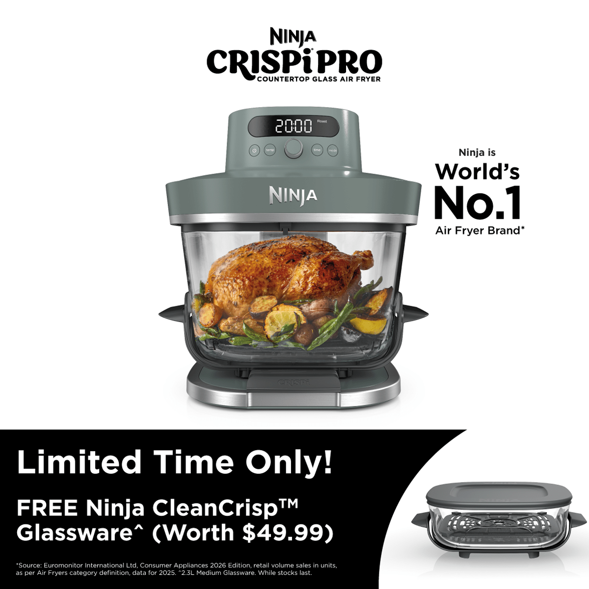 Ninja Crispi Pro Glass Air Fryer AS101 - Metro Singapore Departmental Store - Celebrating 69 Years in SG
