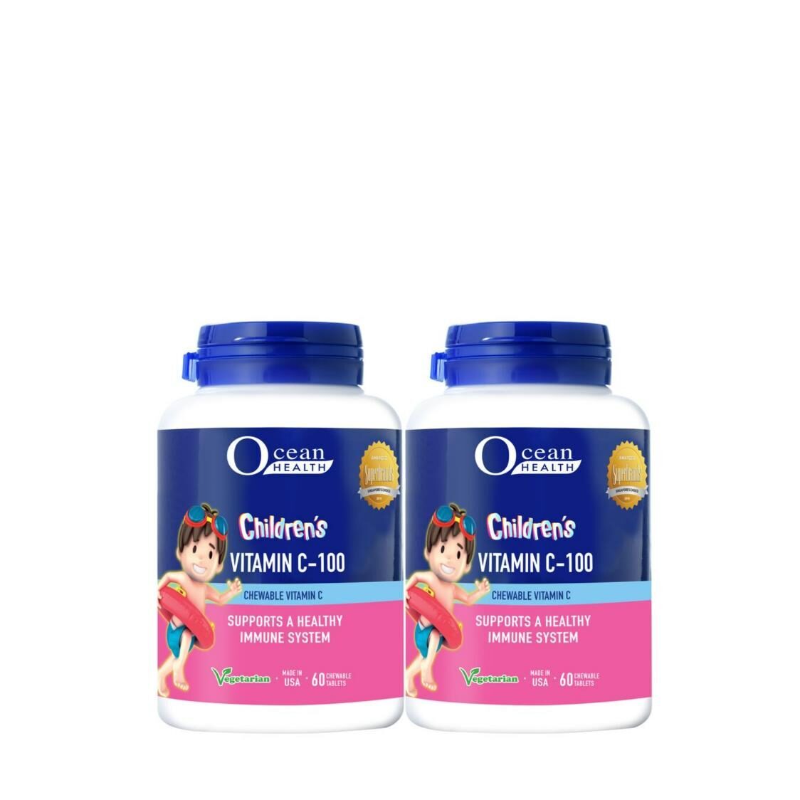 Ocean Health Children's Vitamin C - 100 Chewable Tab 2X60's - Metro Singapore Departmental Store - Celebrating 69 Years in SG