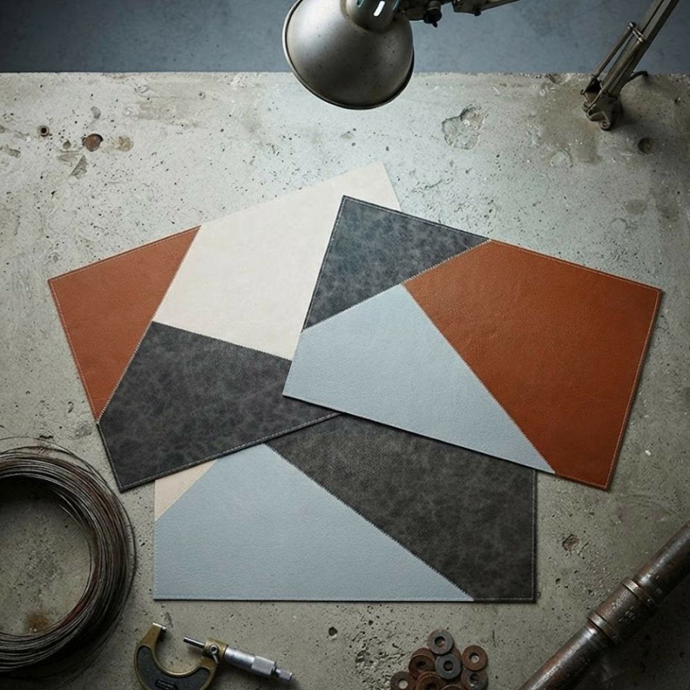 of Rapee Cosmo PU Placemat - Geometric Patchwork Design - 30 x 45 cm - Charcoal - Metro Singapore Departmental Store - Celebrating 69 Years in SG