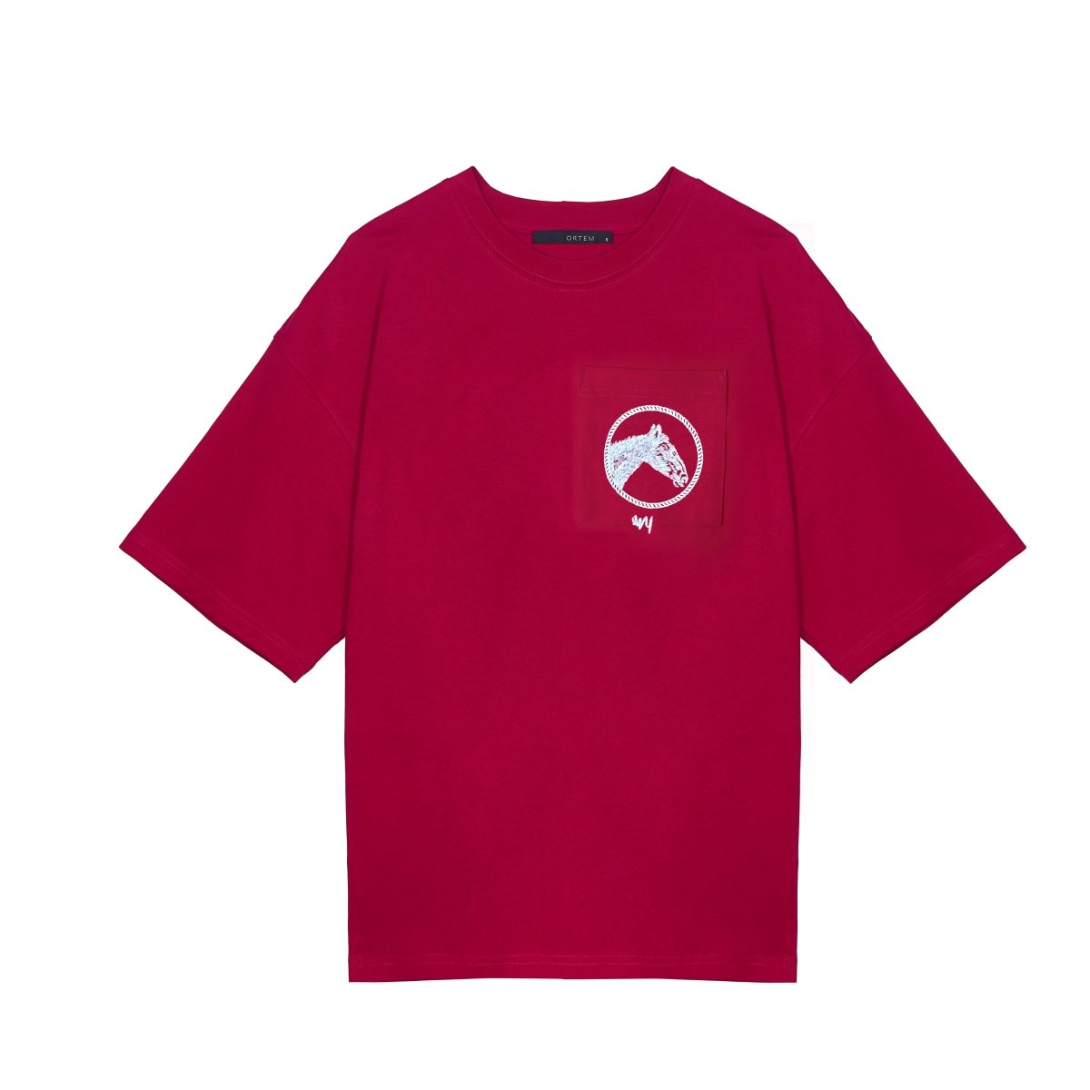 Ortem Horse Embroidery Oversized T-Shirt With Pocket - Metro Singapore Departmental Store - Celebrating 69 Years in SG