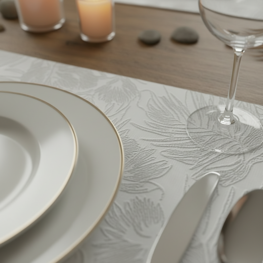 Rapee BARS Embossed PU Placemat – Monstera Leaf Design – 30 x 45 cm – White