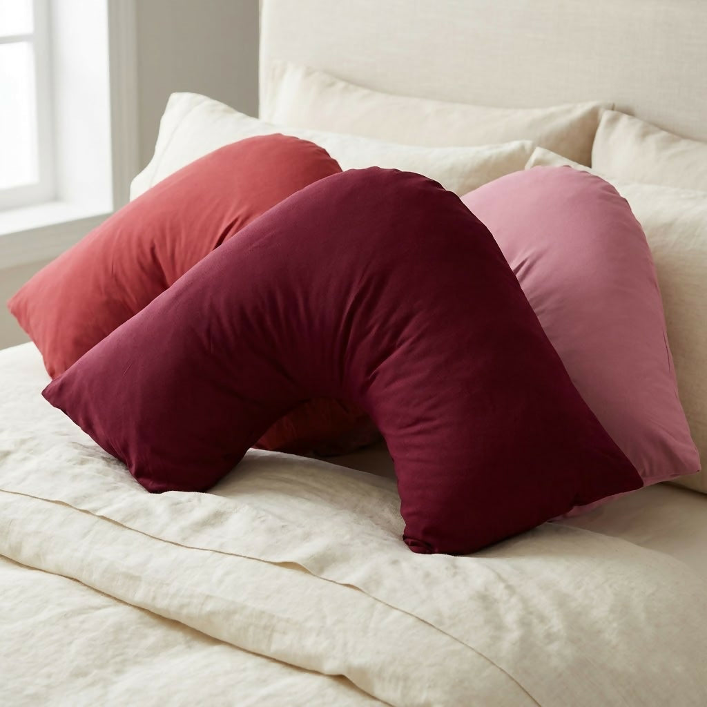 Rapee CUDDLE U™ V-Shape Pillow & Microfibre Cover Set – 75 x 75 cm – Wine
