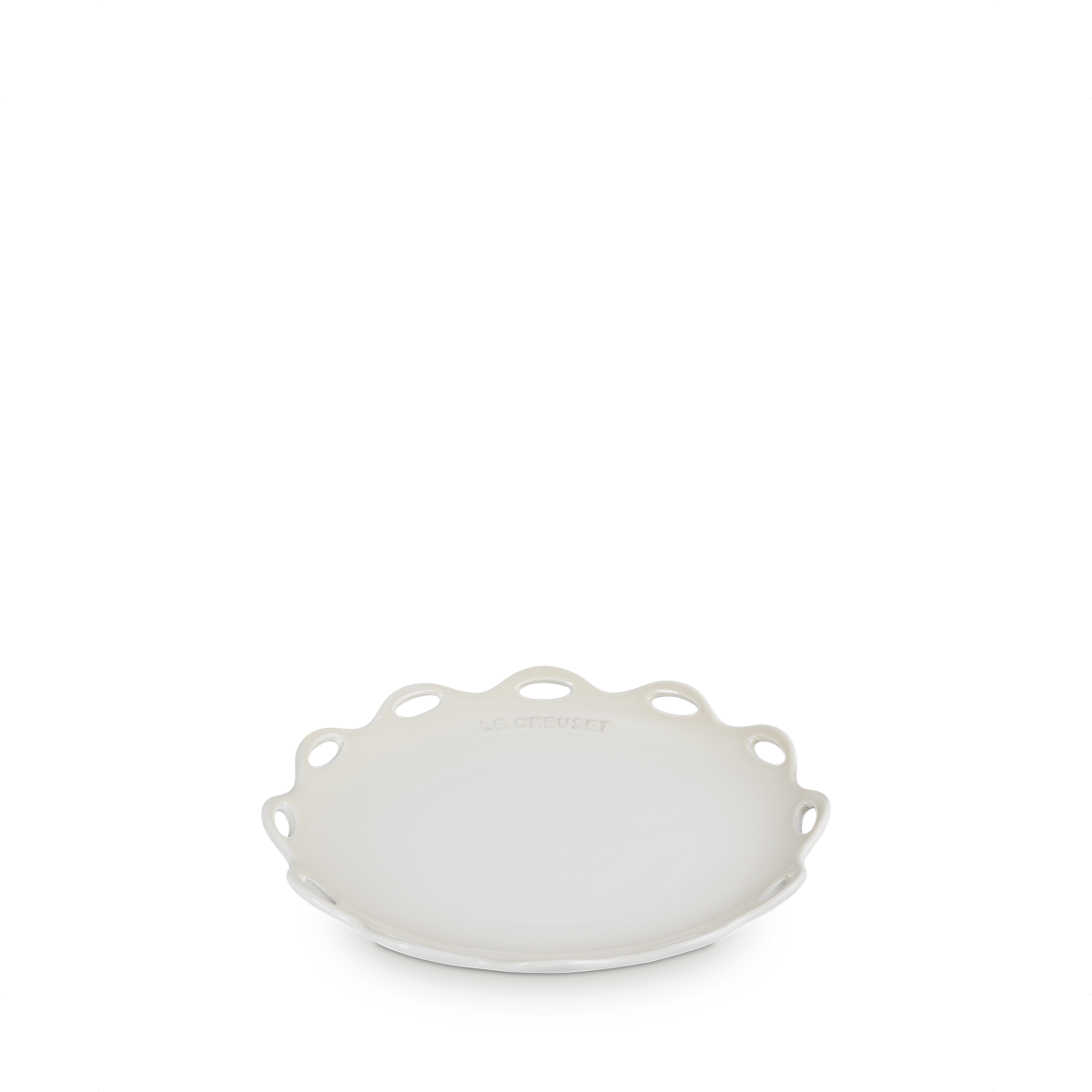 Le Creuset Fleur Lace 25cm Round Plate Meringue - High Grade Type A