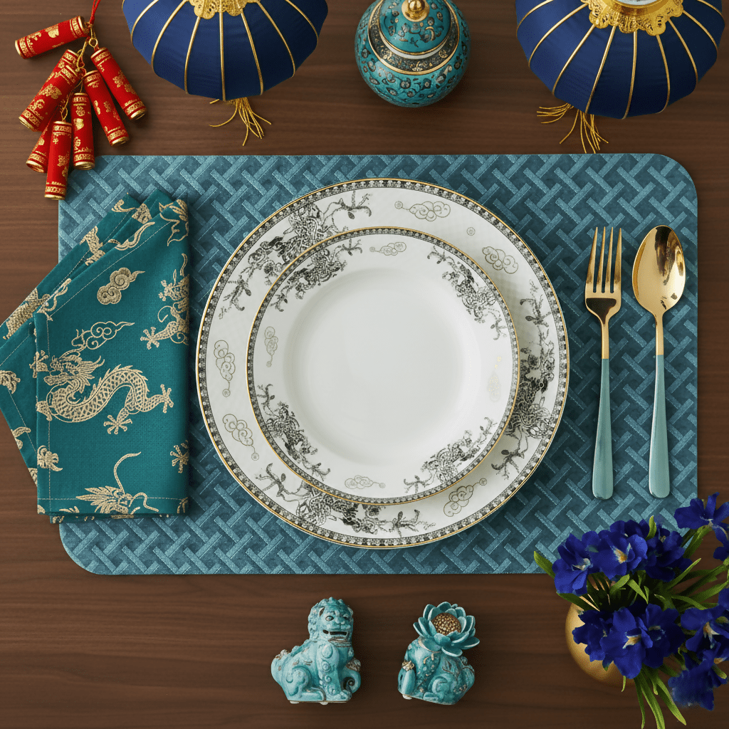Rapee Alex Placemat | Woven Jacquard - 30 x 45 cm, Teal - Metro Singapore Departmental Store - Celebrating 69 Years in SG