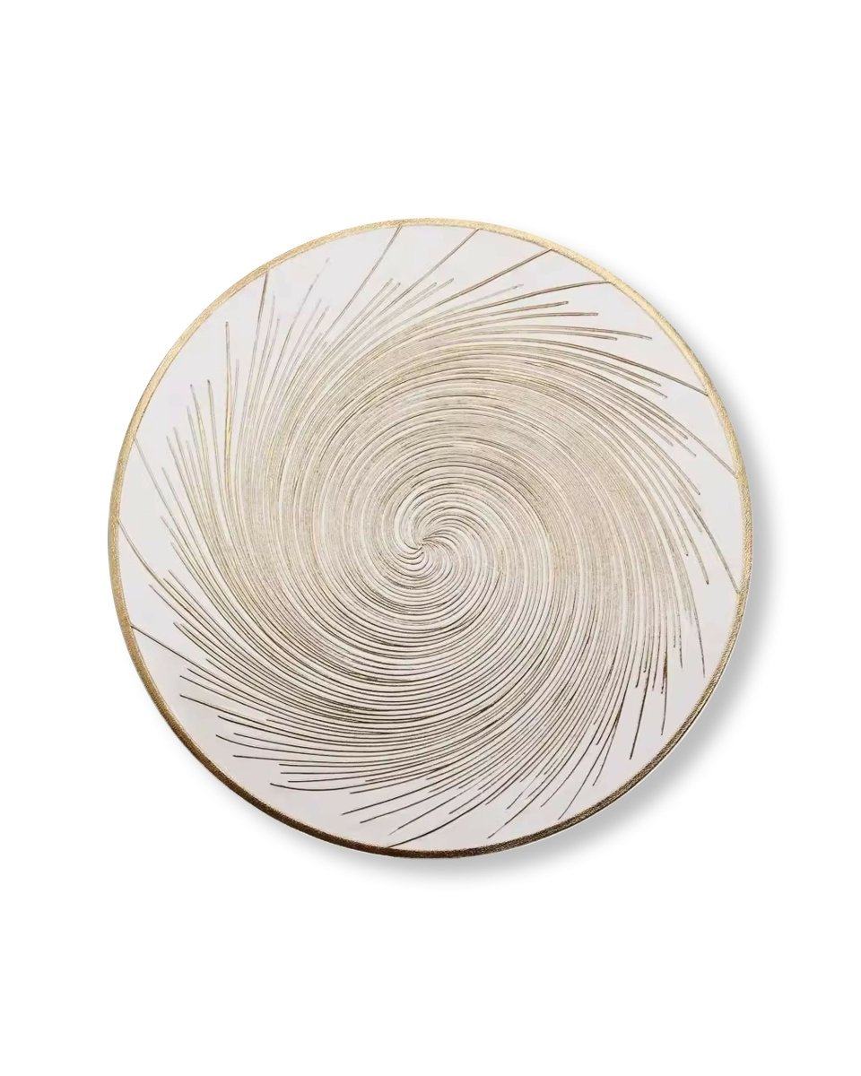 Rapee Balls Gold Embossed Placemat – Swirl Design – 38 cm Round – White - Metro Singapore Departmental Store - Celebrating 69 Years in SG