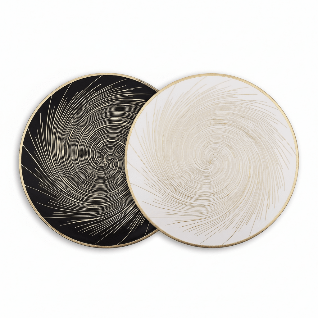 Rapee Balls Gold Embossed Placemat – Swirl Design – 38 cm Round – White - Metro Singapore Departmental Store - Celebrating 69 Years in SG