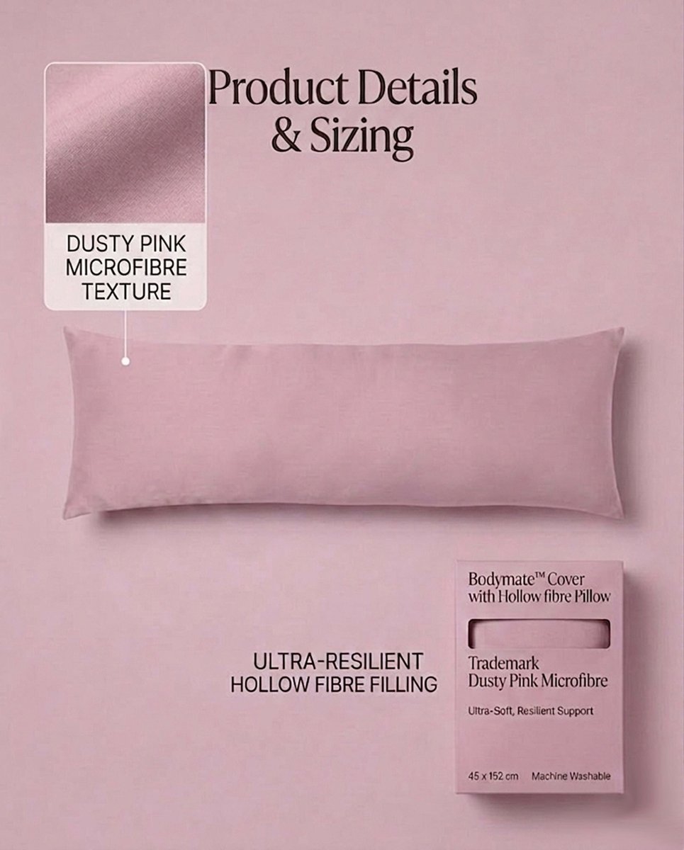 Rapee BodyMate™ Set Pack | Microfibre Cover with Pillow - 45 x 152 cm, Pink - Metro Singapore Departmental Store - Celebrating 69 Years in SG