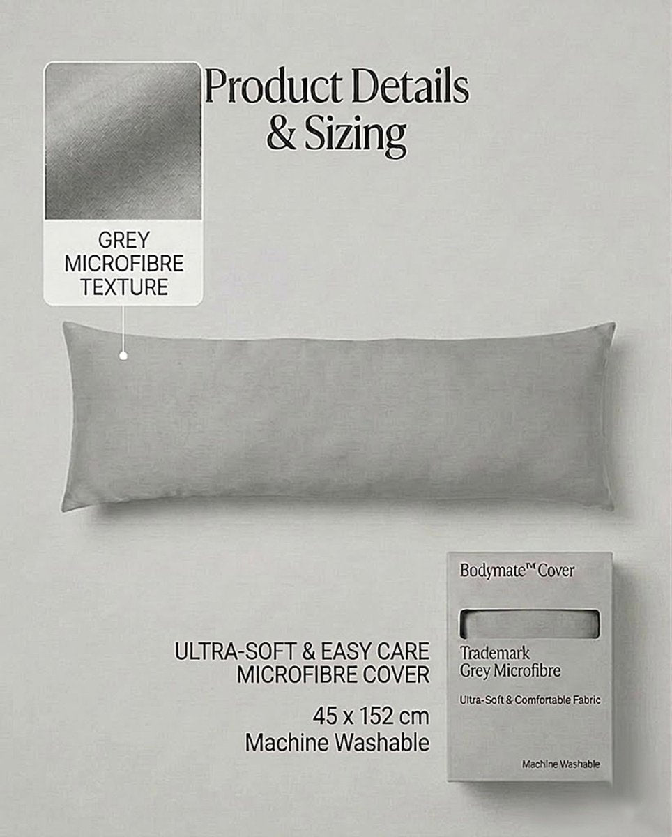 Rapee BodyMate™ Signature Microfibre Body Pillow Cover – 45 x 152 cm – Grey - Metro Singapore Departmental Store - Celebrating 69 Years in SG