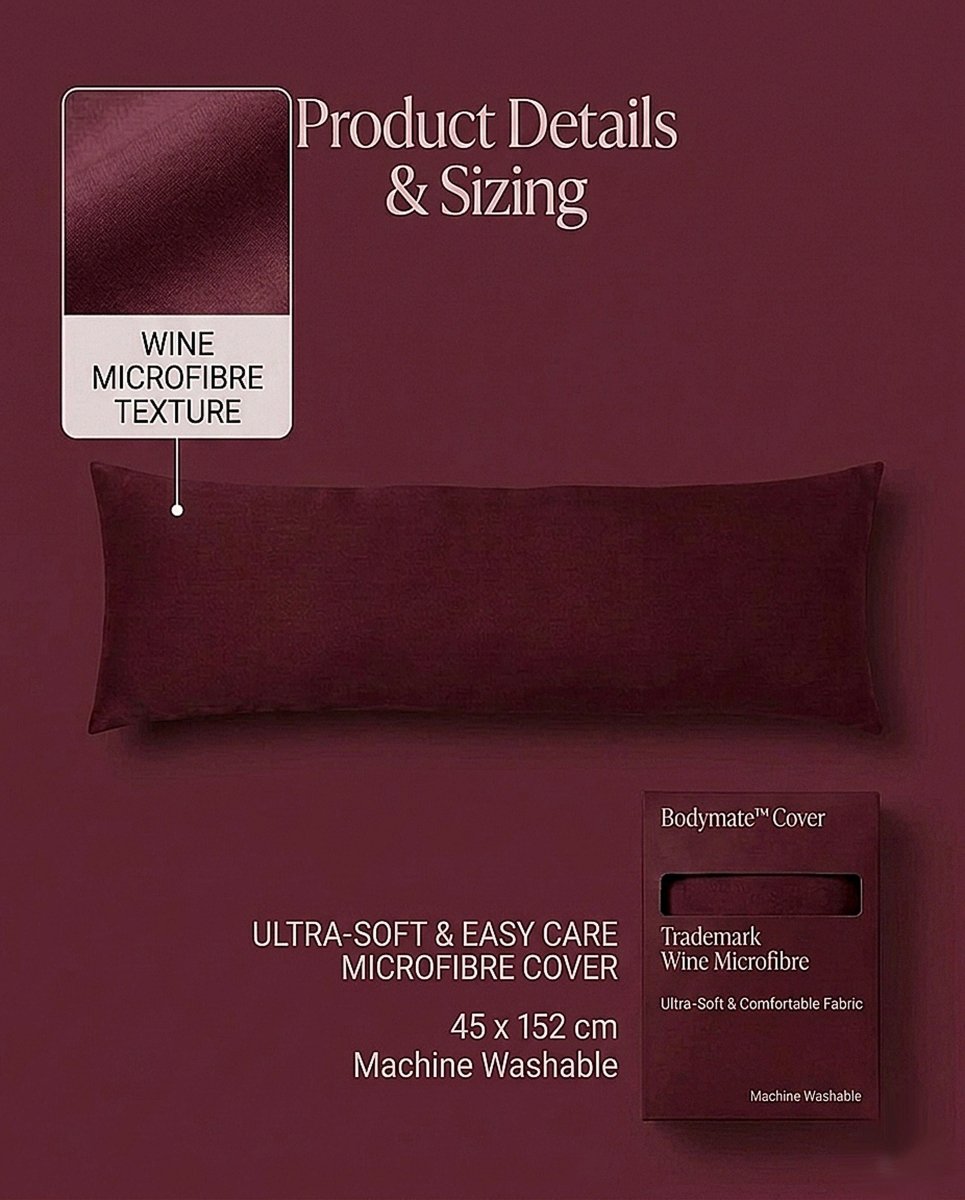 Rapee BodyMate™ Signature Microfibre Body Pillow Cover – 45 x 152 cm – Wine - Metro Singapore Departmental Store - Celebrating 69 Years in SG