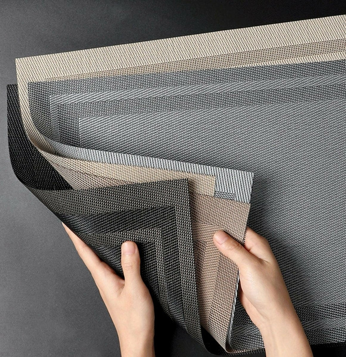 Rapee Cornice Woven Texilene Placemat – Tone on Tone Double Border Design – 30 x 45 cm – Denim - Metro Singapore Departmental Store - Celebrating 69 Years in SG