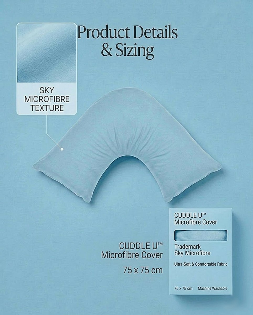 Rapee Cuddle U™ Signature Microfibre Pillow Cover – 75 x 75 cm – Sky - Metro Singapore Departmental Store - Celebrating 69 Years in SG