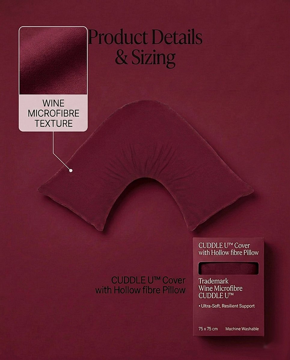 Rapee Cuddle U™ V-Shape Pillow & Microfibre Cover Set – 75 x 75 cm – Wine - Metro Singapore Departmental Store - Celebrating 69 Years in SG