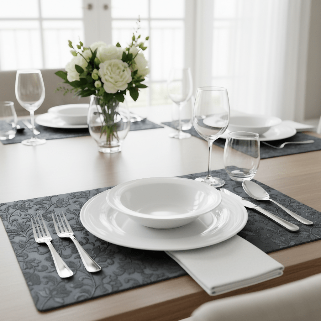 Rapee Ember Embossed PU Placemat – 30 x 45 cm – Black - Metro Singapore Departmental Store - Celebrating 69 Years in SG