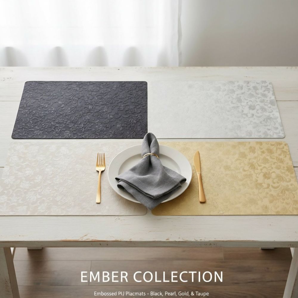 Rapee Ember Embossed PU Placemat – 30 x 45 cm – White - Metro Singapore Departmental Store - Celebrating 69 Years in SG