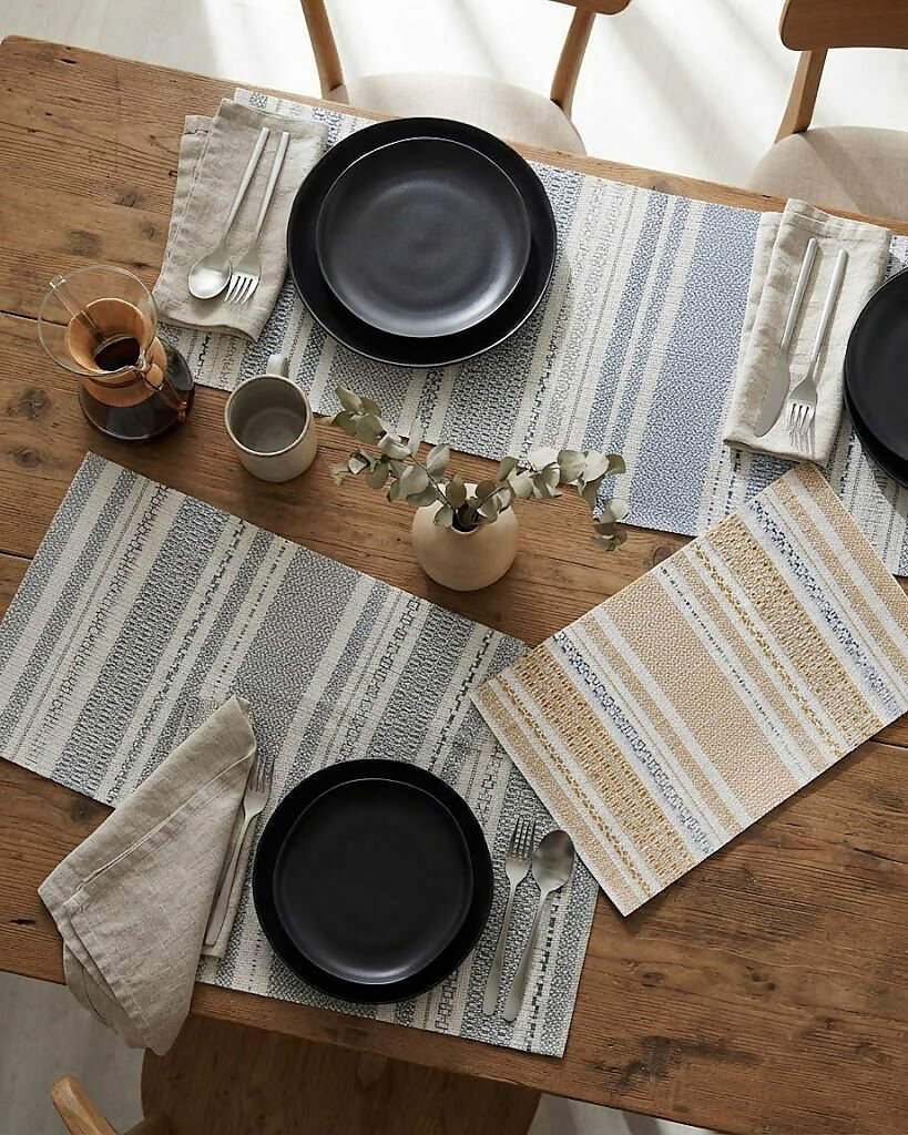 Rapee Fineline Woven Texilene Placemat – Geometric Design – 30 x 45 cm – Black - Metro Singapore Departmental Store - Celebrating 69 Years in SG