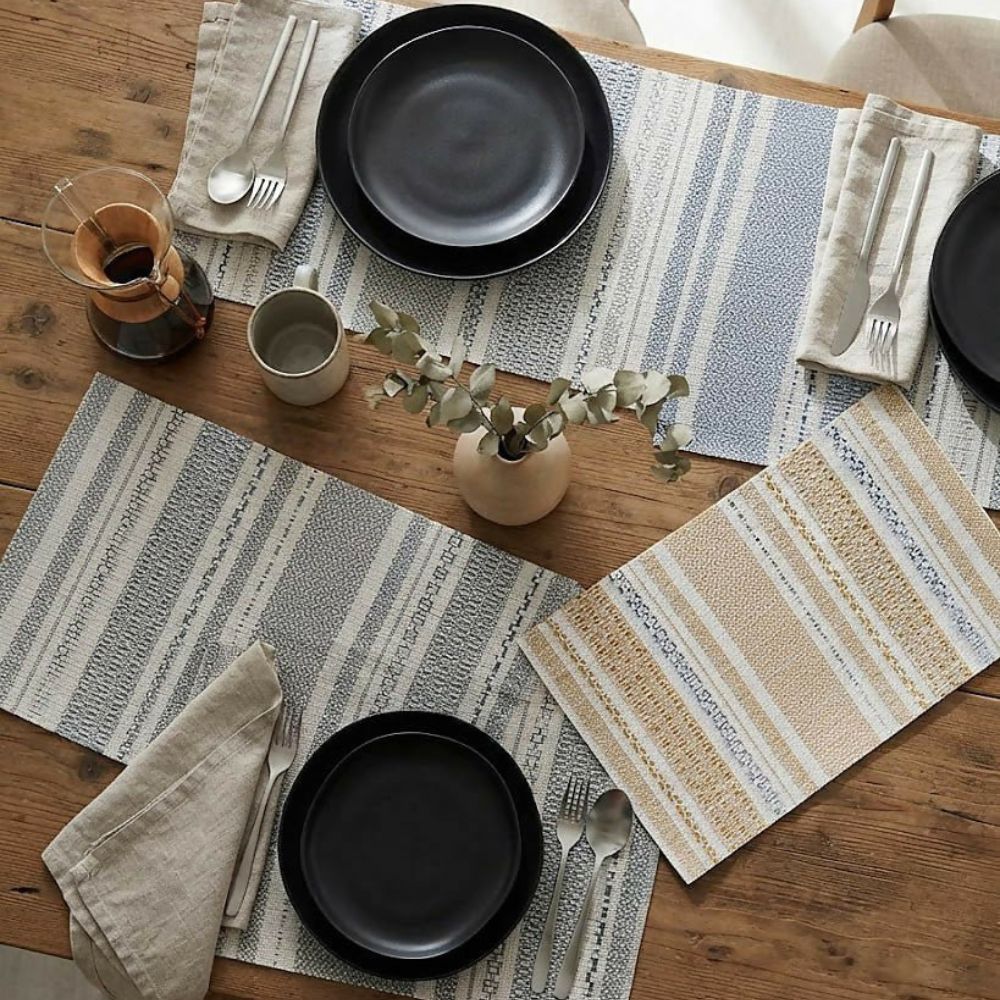 Rapee Fineline Woven Texilene Placemat – Geometric Design – 30cm x 45 cm – Grey - Metro Singapore Departmental Store - Celebrating 69 Years in SG