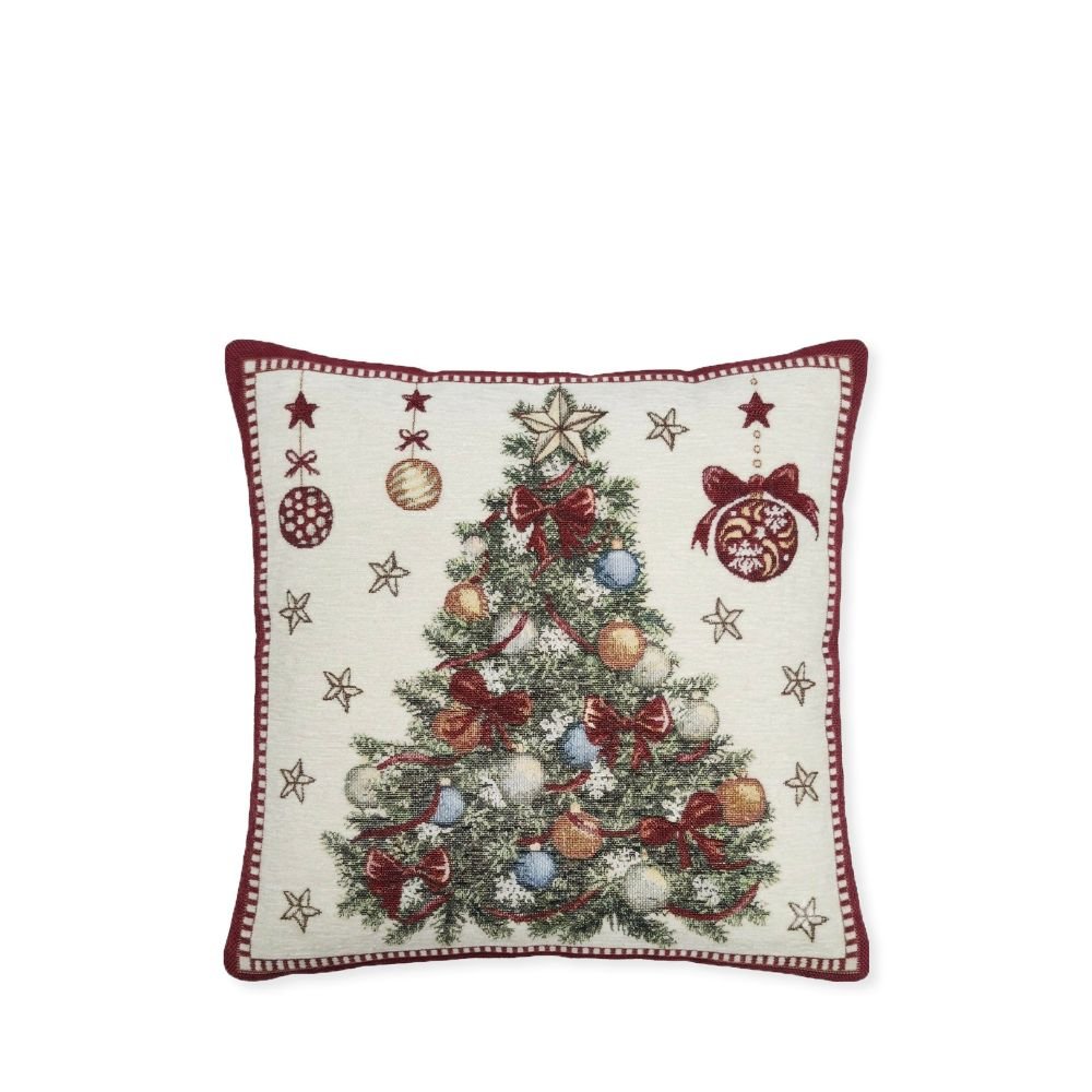 Rapee Frame Christmas Tree Woven on Chenille Cushion Cover – 45 x 45 cm – Natural - Metro Singapore Departmental Store - Celebrating 69 Years in SG