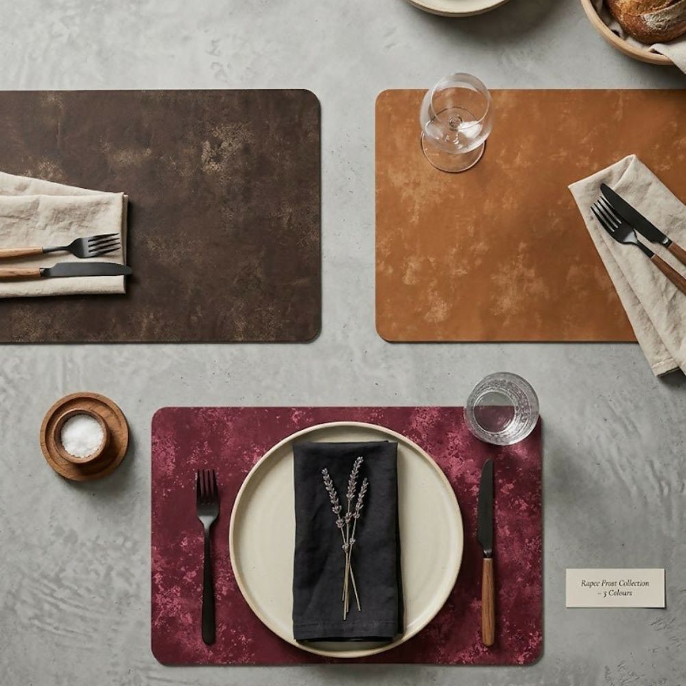 Rapee Frost Velvet Rectangular Placemat – Textured Design – 30 x 45 cm – Red - Metro Singapore Departmental Store - Celebrating 69 Years in SG