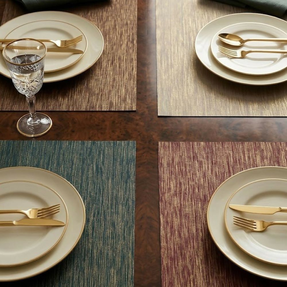 Rapee Glaze Gold Print PU Placemat - 30 x 45 cm, Brown - Metro Singapore Departmental Store - Celebrating 69 Years in SG