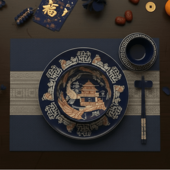 Rapee Greek Placemat | Greek Key Texilene - 30 x 45 cm, Navy - Metro Singapore Departmental Store - Celebrating 69 Years in SG