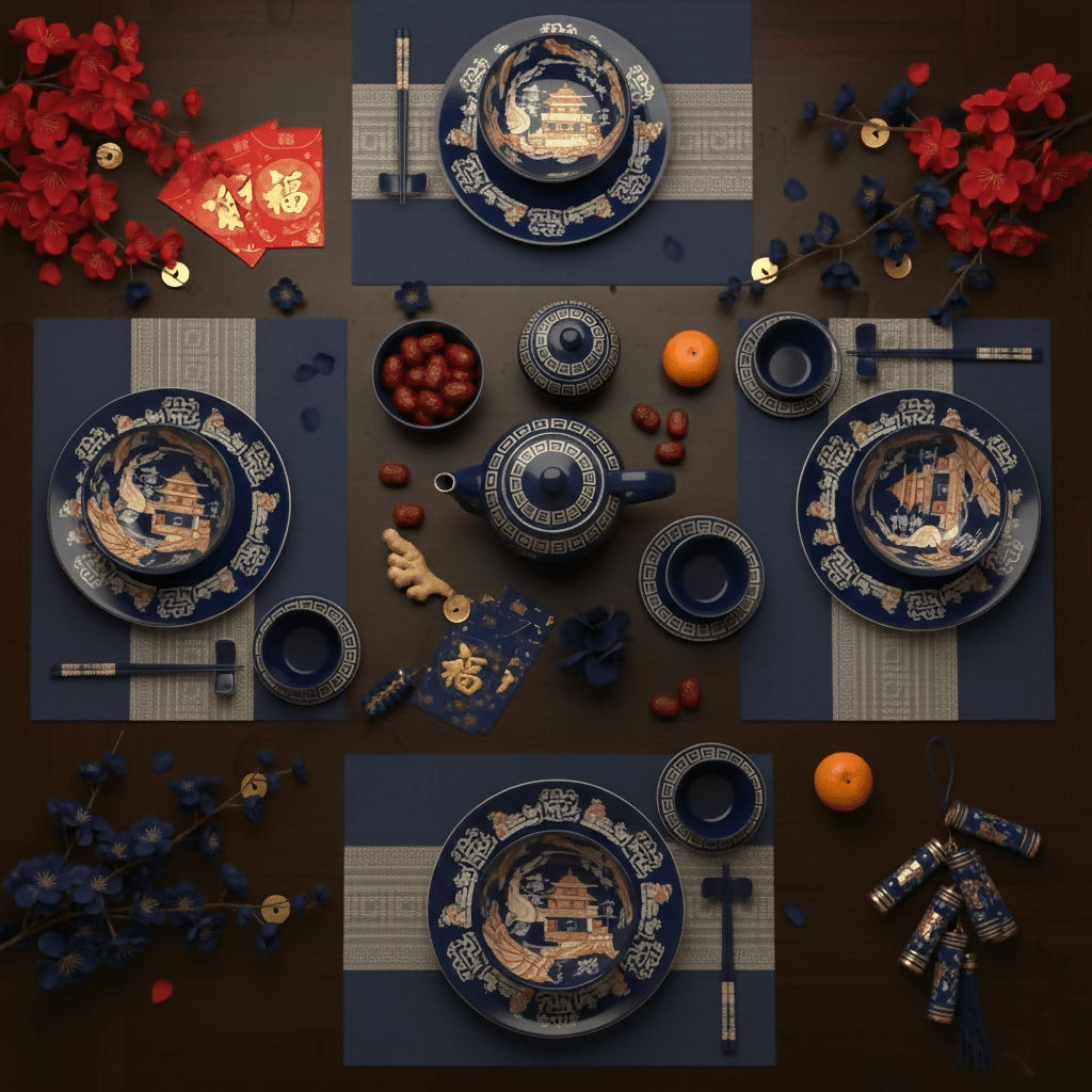 Rapee Greek Placemat | Greek Key Texilene - 30 x 45 cm, Navy - Metro Singapore Departmental Store - Celebrating 69 Years in SG