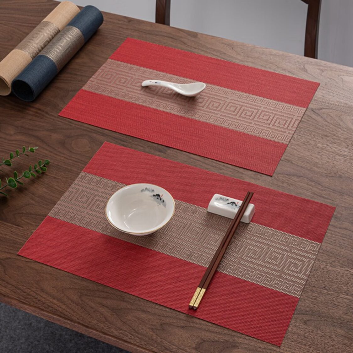 Rapee Greek Placemat | Greek Key Texilene - 30 x 45 cm, Red - Metro Singapore Departmental Store - Celebrating 69 Years in SG