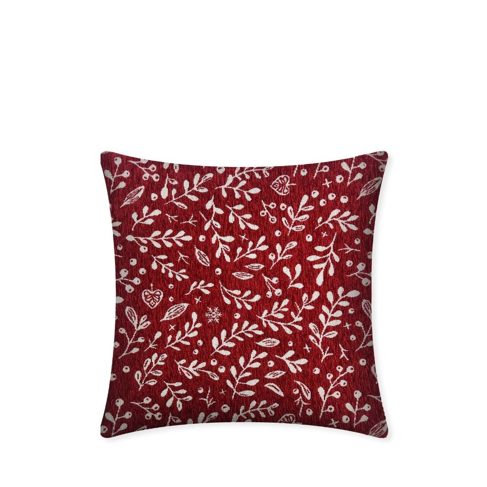 Rapee Joy Hollyberry Woven on Red Chenille Cushion Cover – 45 x 45 cm – Red - Metro Singapore Departmental Store - Celebrating 69 Years in SG