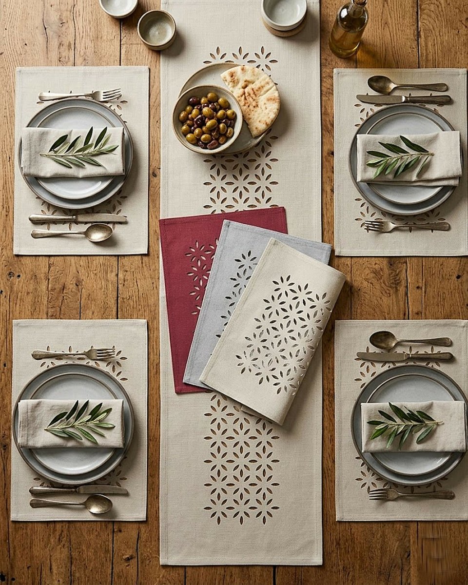 Rapee Morocco Petal Lasercut Placemat – Cationic Fabric – 33 x 45 cm – Stone - Metro Singapore Departmental Store - Celebrating 69 Years in SG