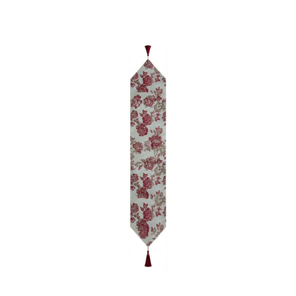 Rapee Peony Woven Jacquard Table Runner with Tassel – 33 x 180 cm – Red - Metro Singapore Departmental Store - Celebrating 69 Years in SG