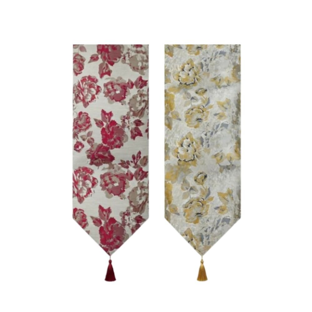 Rapee Peony Woven Jacquard Table Runner with Tassel – 33 x 180 cm – Red - Metro Singapore Departmental Store - Celebrating 69 Years in SG