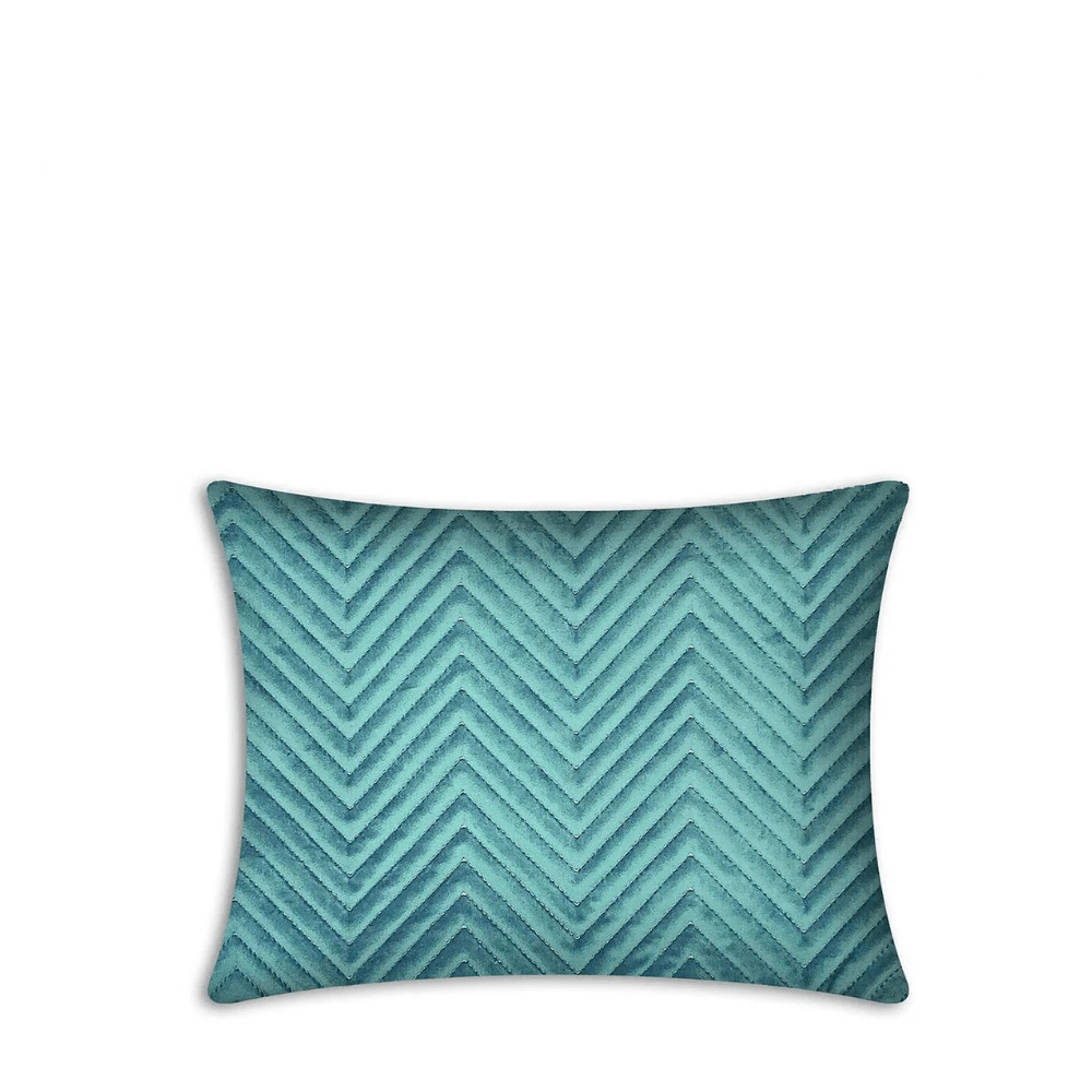Rapee Pinsonic Oblong Cover | Quilted Velvet - 33 x 45 cm, Aqua - Metro Singapore Departmental Store - Celebrating 69 Years in SG