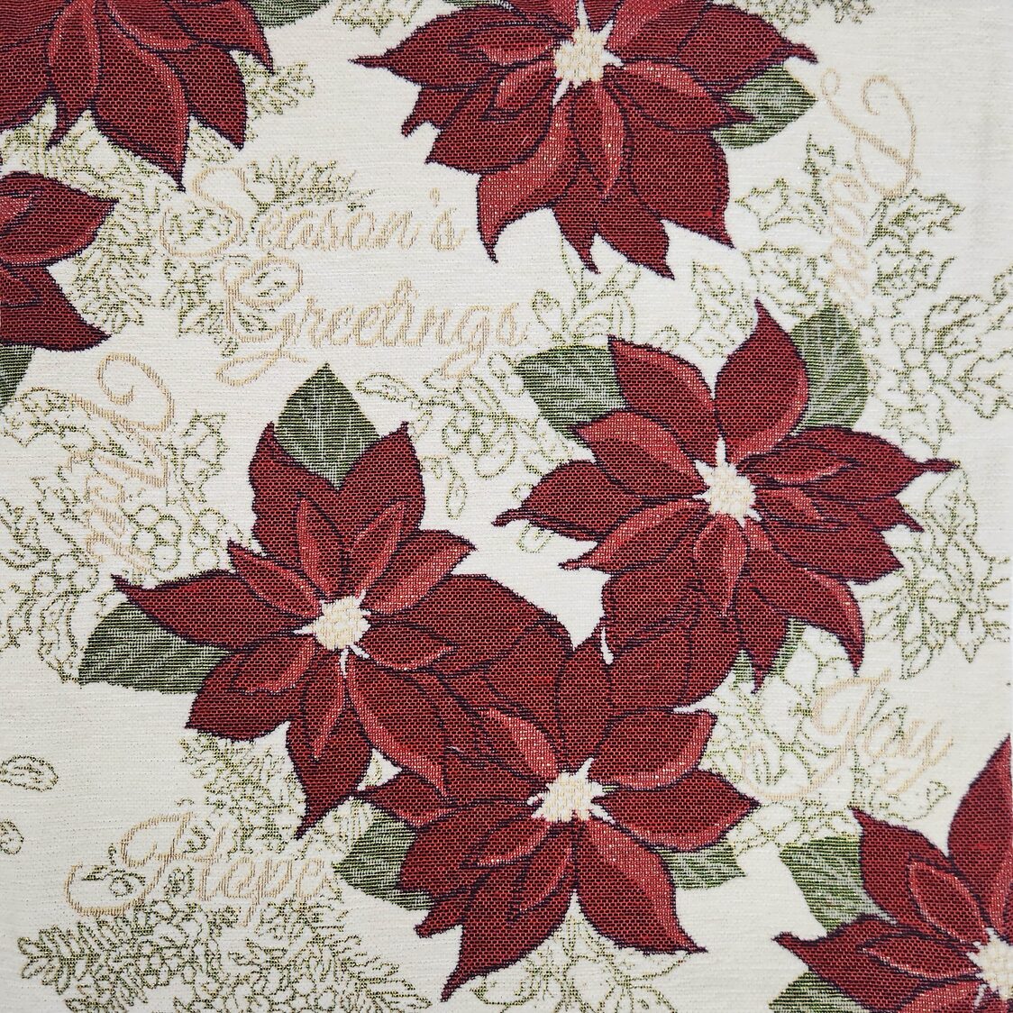 Rapee Poinsettia Cushion Cover | Double - sided Chenielle - 45 x 45 cm, Natural - Metro Singapore Departmental Store - Celebrating 69 Years in SG