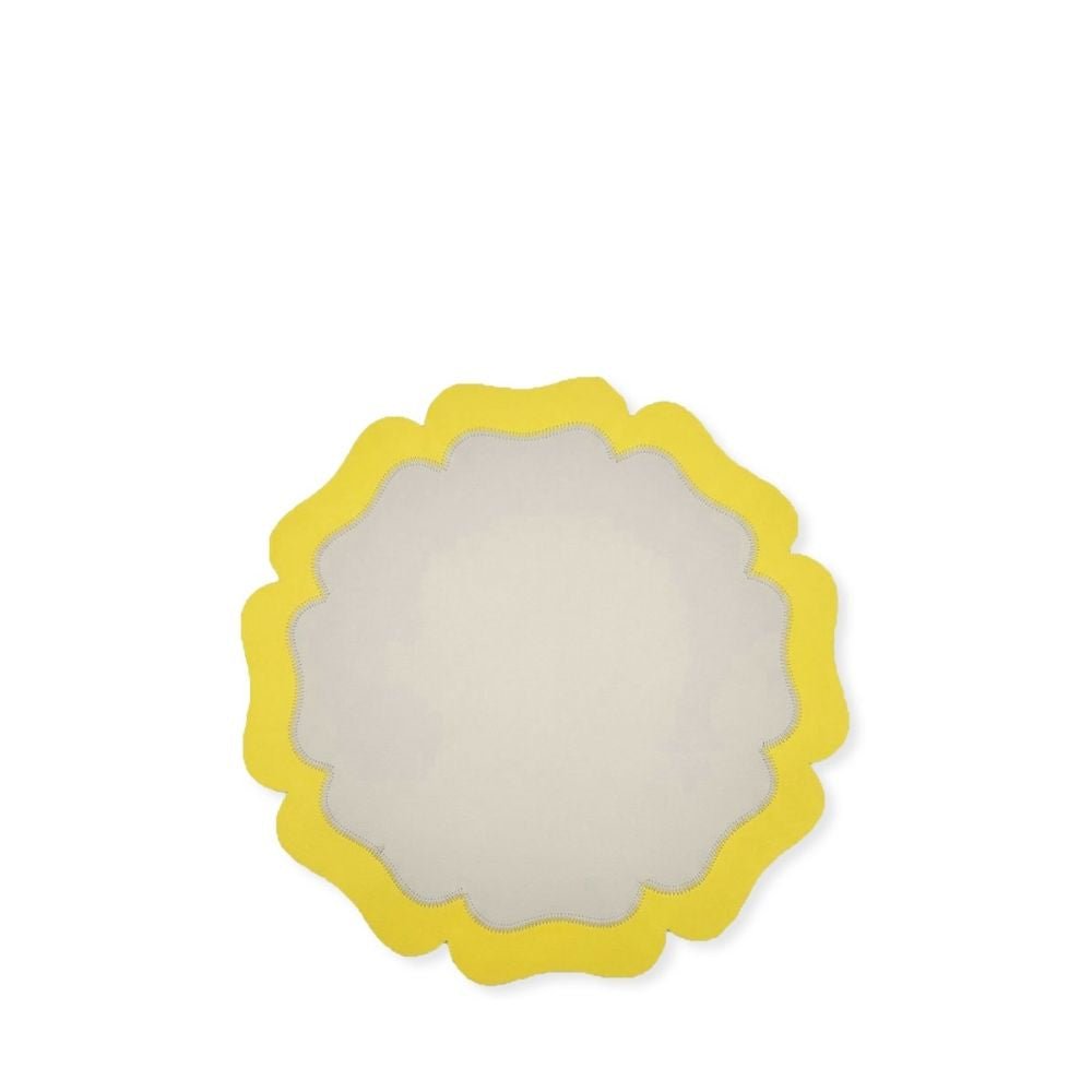Rapee Tesla Scalloped PU Round Placemat – 38 x 38 cm – Yellow - Metro Singapore Departmental Store - Celebrating 69 Years in SG